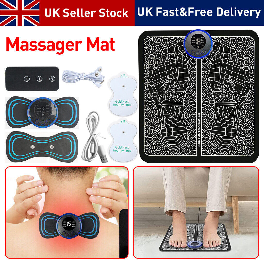 Electric Muscle Stimulator Foot Massager Pad Neck Back Massage Mat Relief Pain