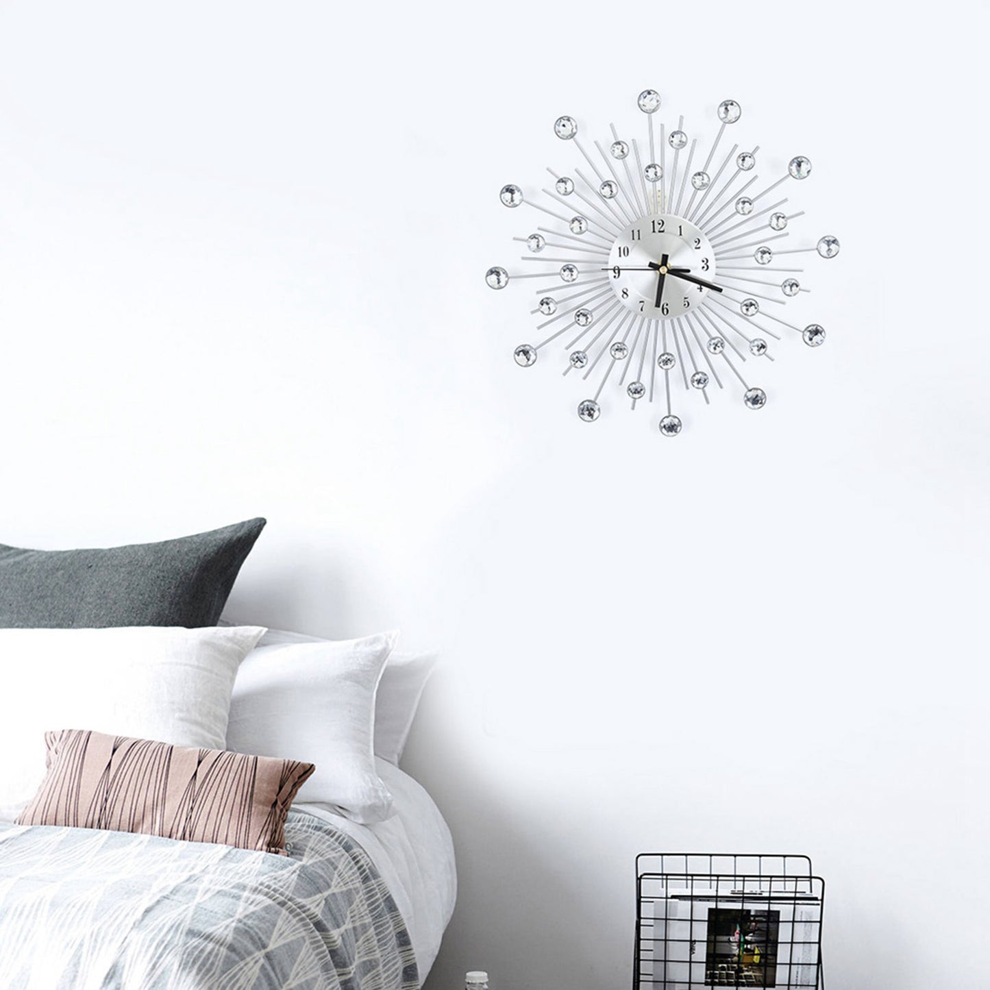 Fashion Luxury Diamond studded Metal Wall Clock Living Room Bedroom Decor